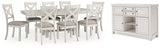 Robbinsdale Dining Table and 8 Chairs with Storage in Antique White from Ashley - Luna Furniture