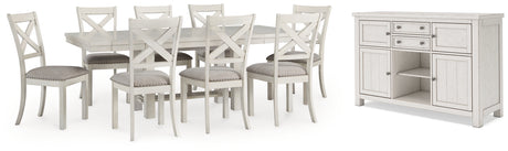 Robbinsdale Dining Table and 8 Chairs with Storage in Antique White from Ashley - Luna Furniture