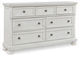 Robbinsdale King Panel Bed with Dresser in Antique White from Ashley - Luna Furniture