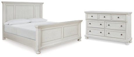 Robbinsdale Queen Panel Bed with Dresser in Antique White from Ashley - Luna Furniture