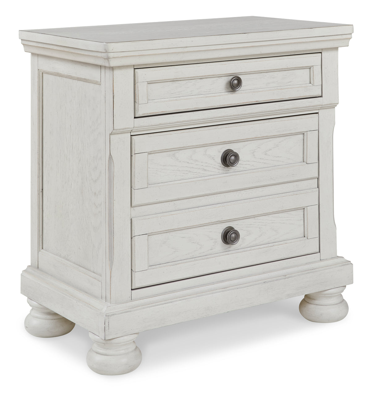 Robbinsdale Queen Panel Bed with Mirrored Dresser, Chest and 2 Nightstands in Antique White from Ashley - Luna Furniture