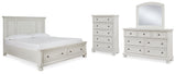 Robbinsdale Queen Panel Storage Bed with Mirrored Dresser and Chest in Antique White from Ashley - Luna Furniture