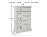 Robbinsdale Queen Panel Storage Bed with Mirrored Dresser and Chest in Antique White from Ashley - Luna Furniture