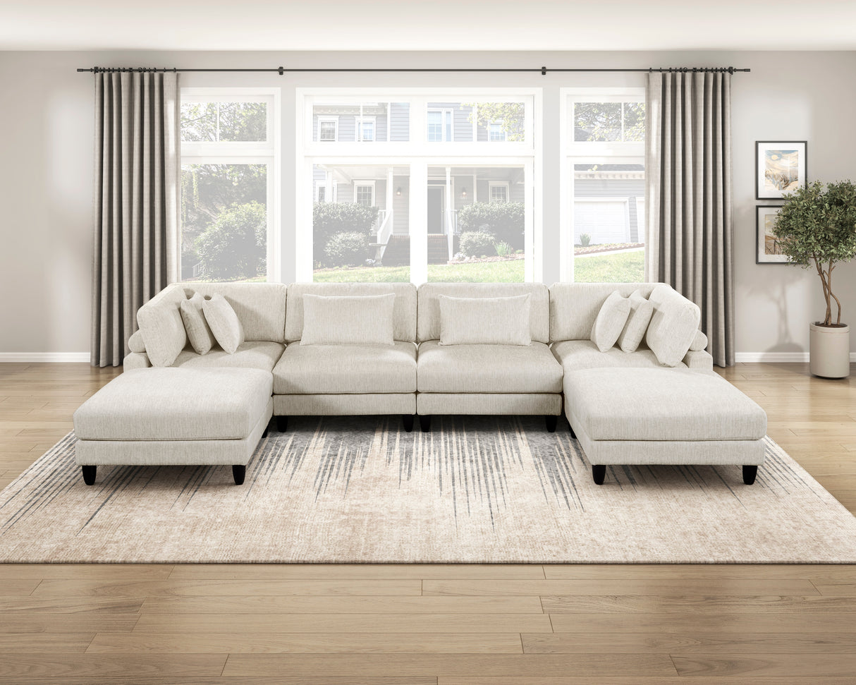 Robstown Beige 6-Piece Modular Sectional with Two Ottomans from Homelegance - Luna Furniture