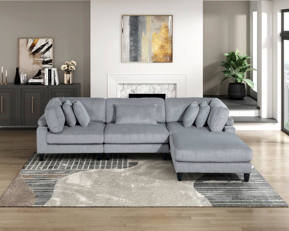 9688GY*42CRACOT (4)4-Piece Modular Sectional with Otttoman from Homelegance - Luna Furniture