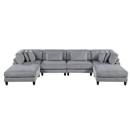 Robstown Gray 6-Piece Modular Sectional with Two Ottomans from Homelegance - Luna Furniture