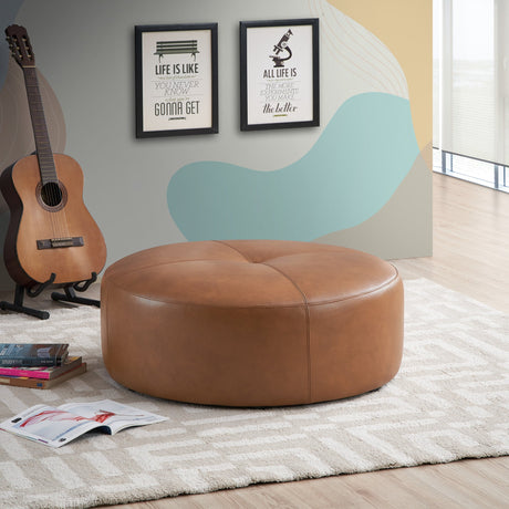 Rochelin Tan Leather Ottoman from Midinmod - Luna Furniture