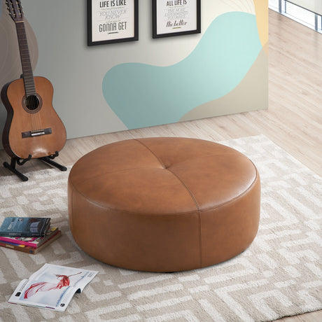 Rochelin Tan Leather Ottoman from Midinmod - Luna Furniture