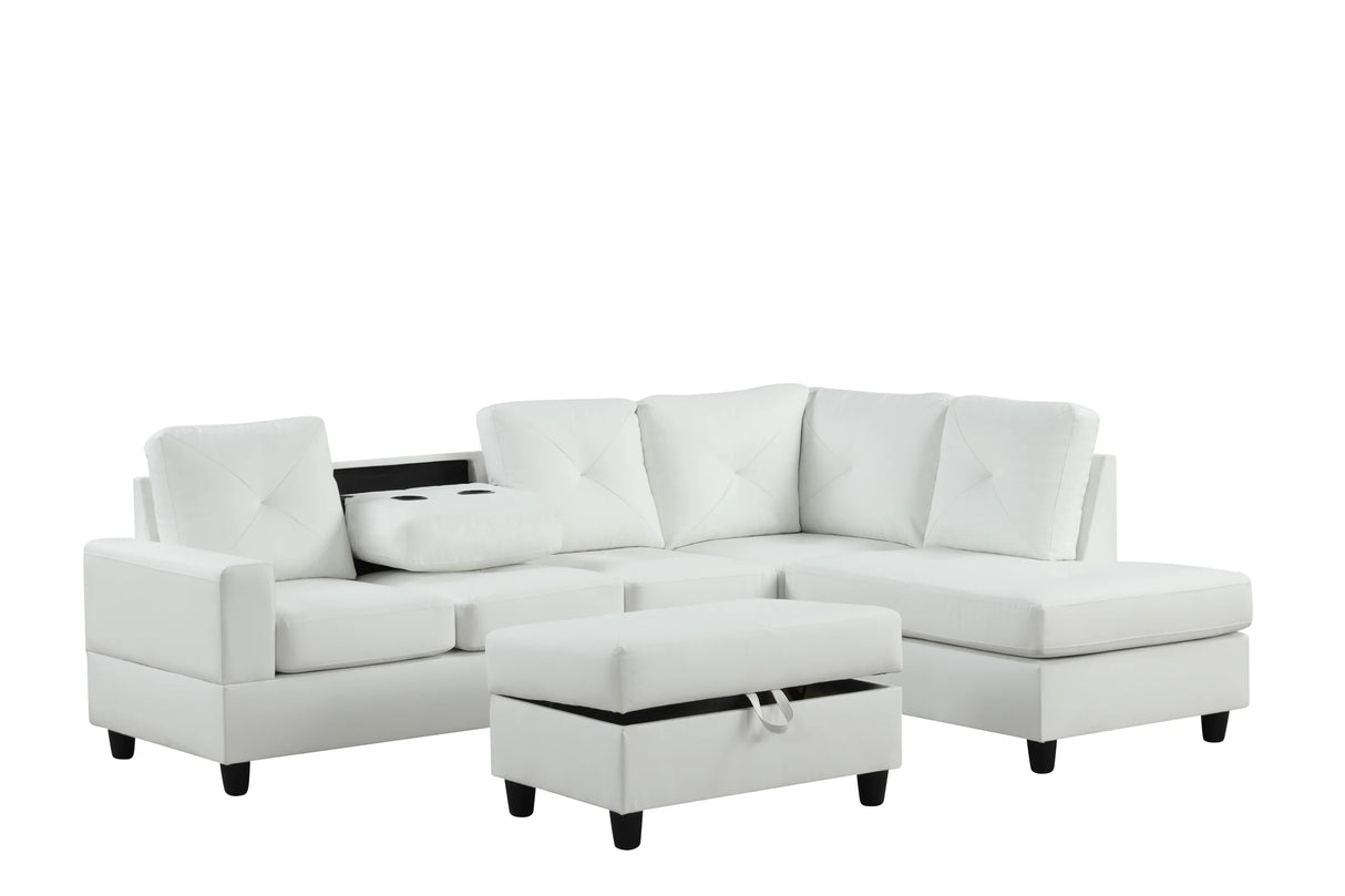 Rocket White PU Reversible Sectional from Happy Homes - Luna Furniture