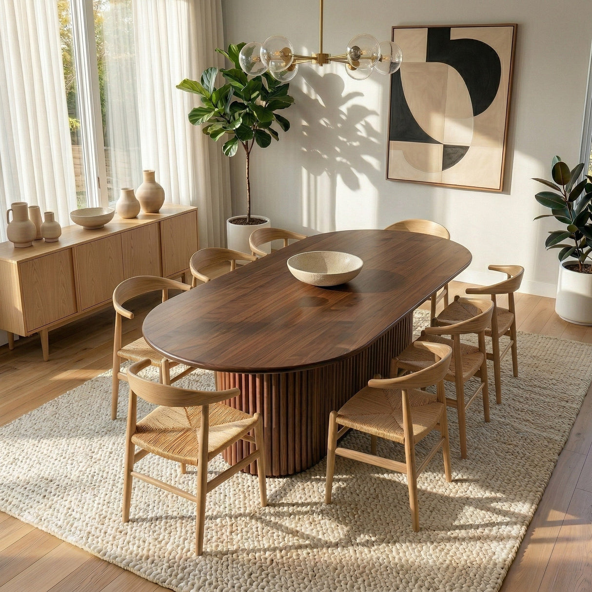 Rognes Walnut Oval Dining Table