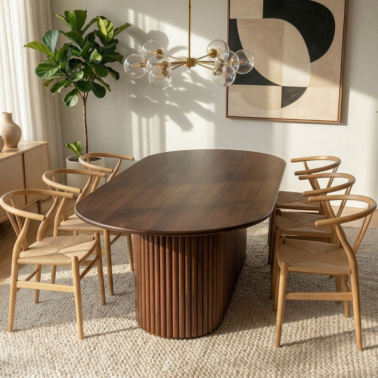 Rognes Walnut Oval Dining Table