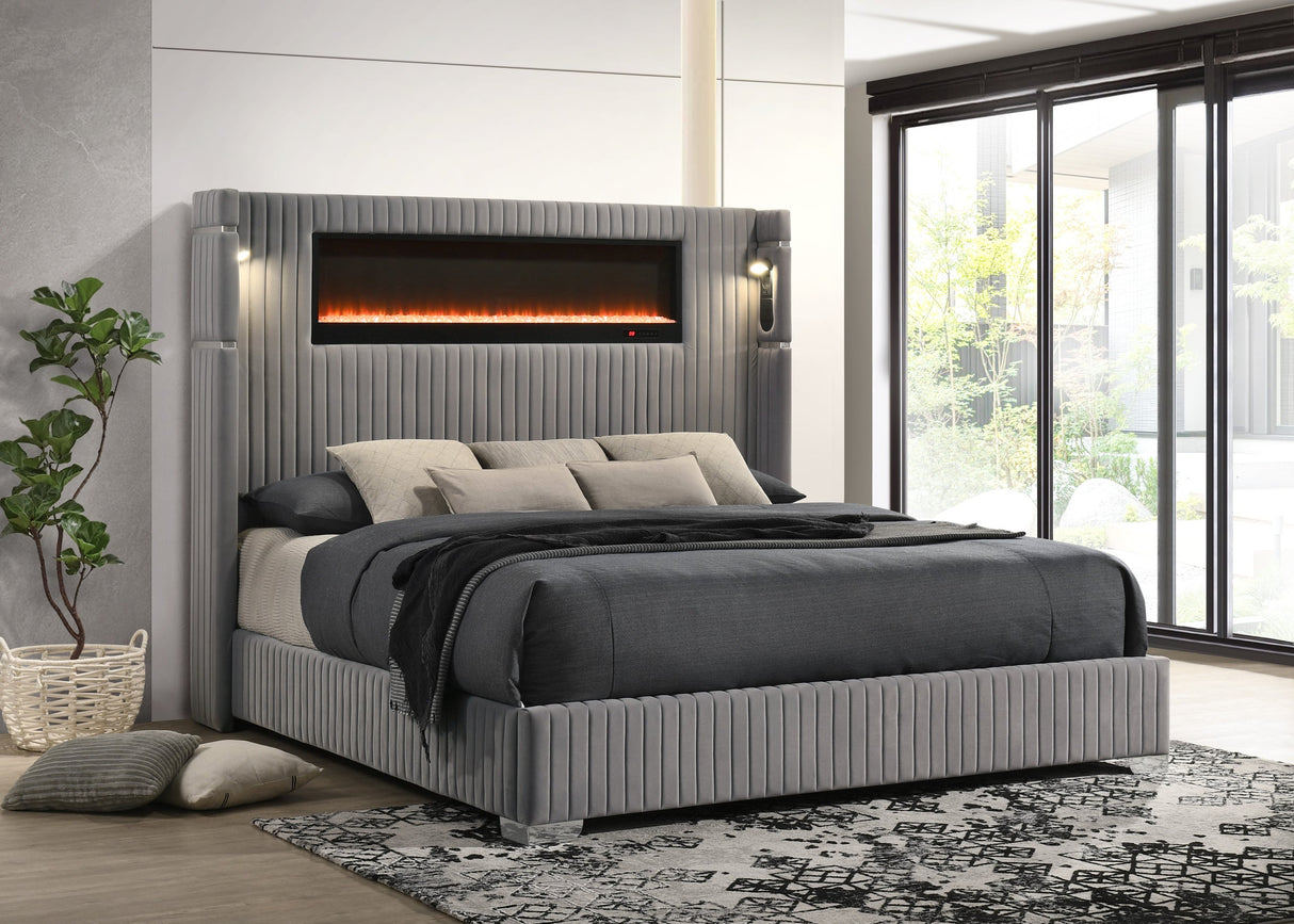 Romance Gray King Platform Bed from Happy Homes - Luna Furniture