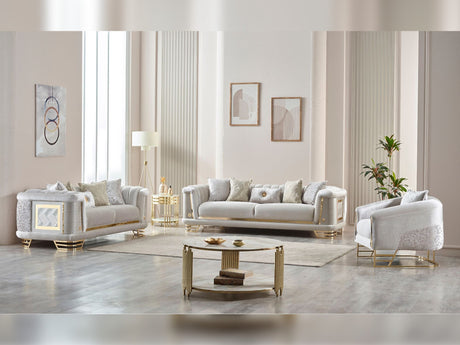Romans Cream 3-Piece Living Room Set (Sofa & Loveseat & Chair) from Furnia - Luna Furniture