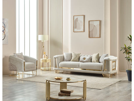Romans 3-pieces (Sofa & Loveseat & Chair) Livingroom Set in Cream from Furnia - Luna Furniture