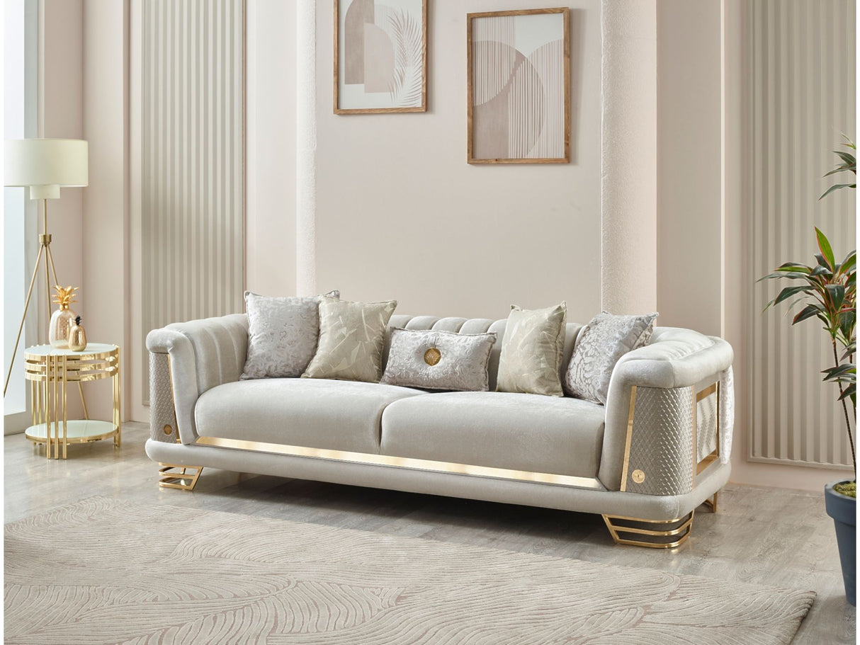 Romans 3-pieces (Sofa & Loveseat & Chair) Livingroom Set in Cream from Furnia - Luna Furniture
