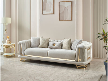 Romans 3-pieces (Sofa & Loveseat & Chair) Livingroom Set in Cream from Furnia - Luna Furniture