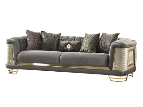 Romans 3-pieces (Sofa & Loveseat & Chair) Livingroom Set in Grey from Furnia - Luna Furniture