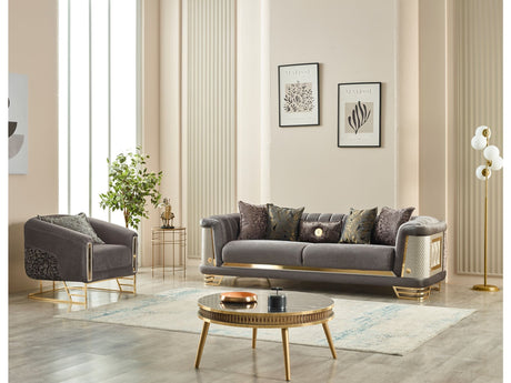 Romans Stationary Sofa in Grey from Furnia - Luna Furniture