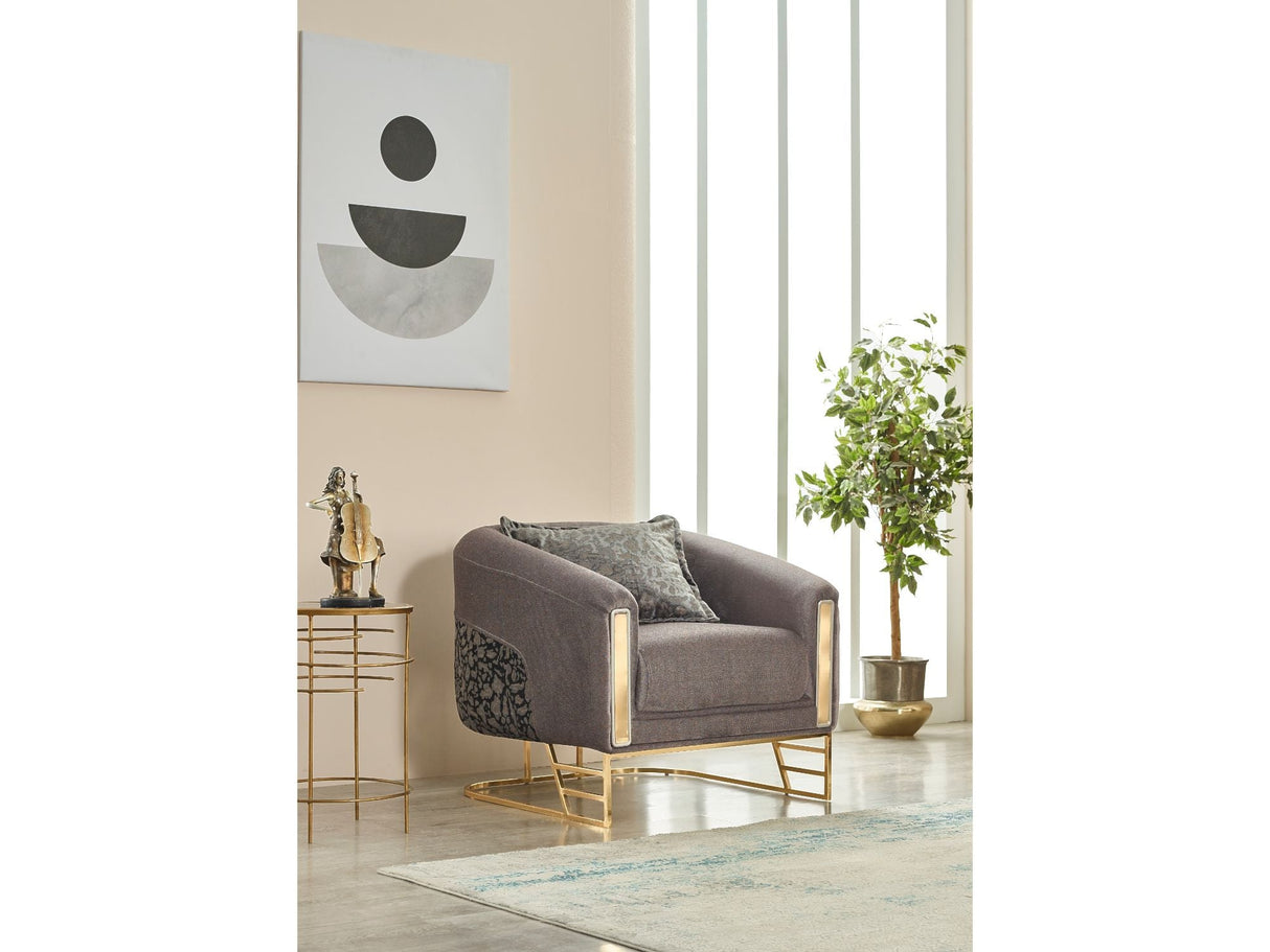 Romans 3-pieces (Sofa & Loveseat & Chair) Livingroom Set in Grey from Furnia - Luna Furniture