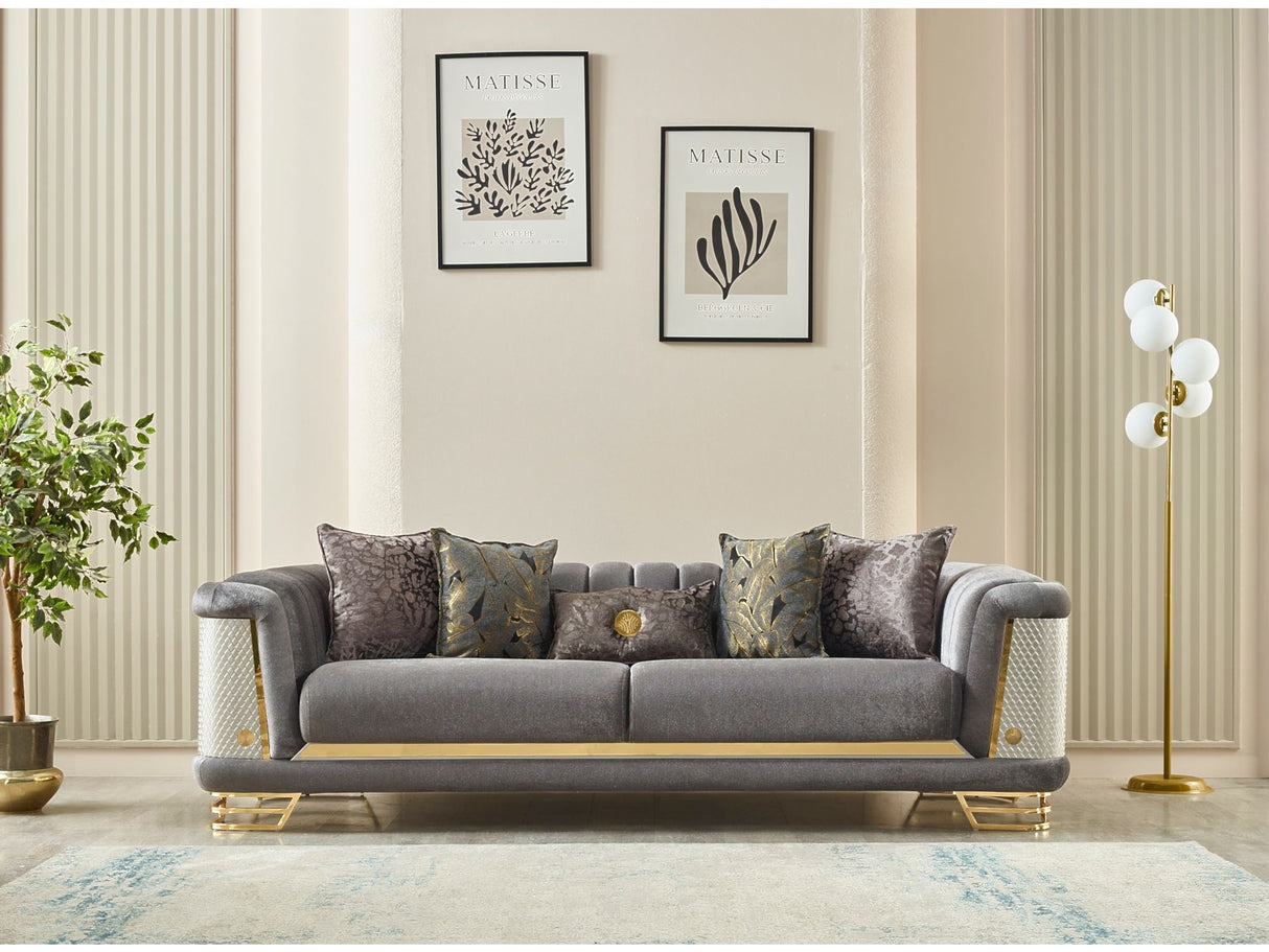Romans 3-pieces (Sofa & Loveseat & Chair) Livingroom Set in Grey from Furnia - Luna Furniture