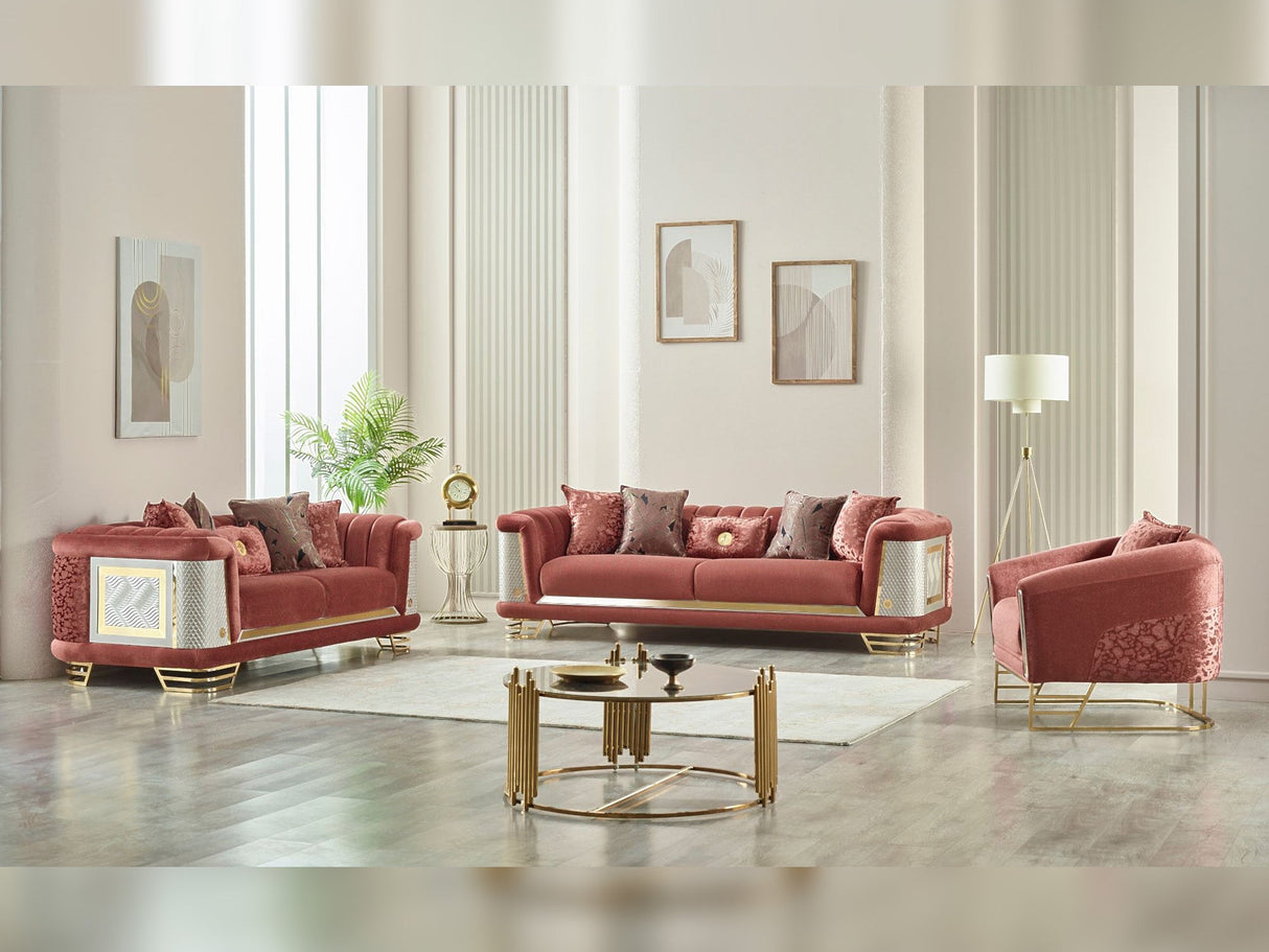 Romans 3-pieces (Sofa & Loveseat & Chair) Livingroom Set in Brick from Furnia - Luna Furniture