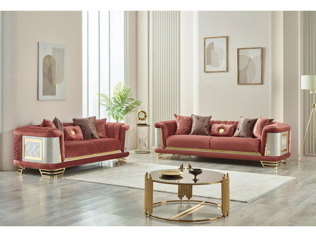 Romans 3-pieces (Sofa & Loveseat & Chair) Livingroom Set in Brick from Furnia - Luna Furniture