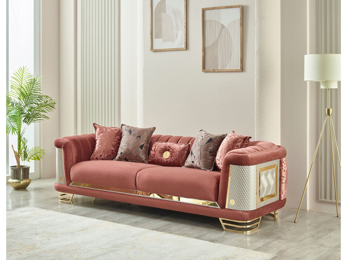 Romans 3-pieces (Sofa & Loveseat & Chair) Livingroom Set in Brick from Furnia - Luna Furniture