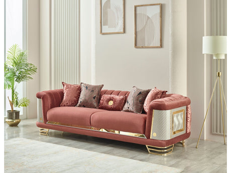 Romans Stationary Sofa in Brick from Furnia - Luna Furniture