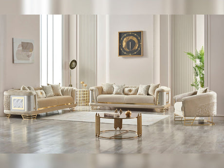 Romans Beige 3-Piece Living Room Set (Sofa & Loveseat & Chair) from Furnia - Luna Furniture
