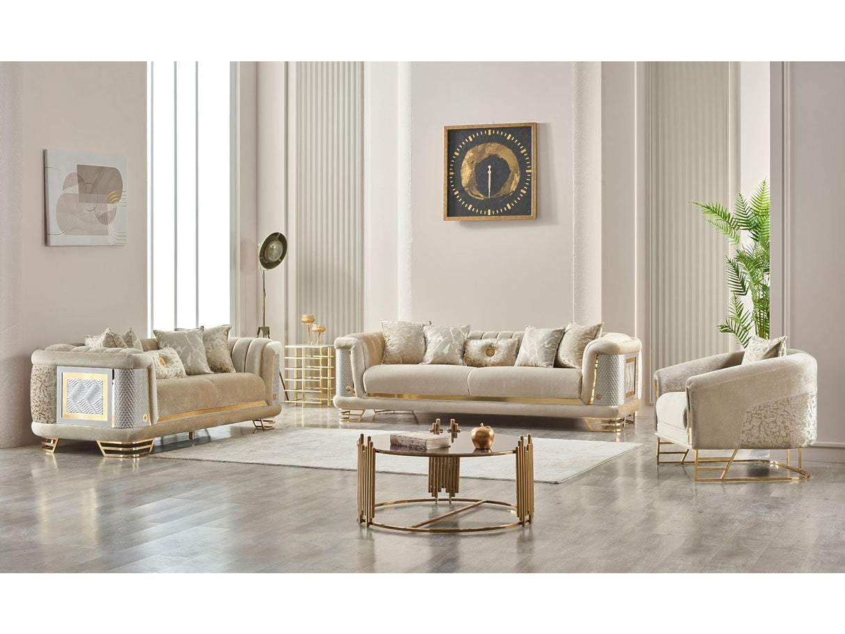 Romans Stationary Loveseat in Beige