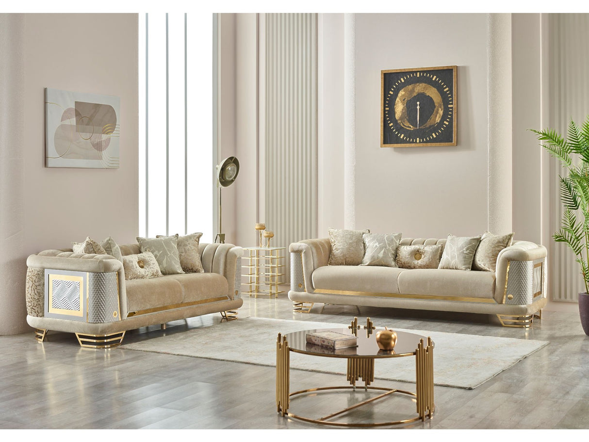 Romans 3-pieces (Sofa & Loveseat & Chair) Livingroom Set in Beige from Furnia - Luna Furniture