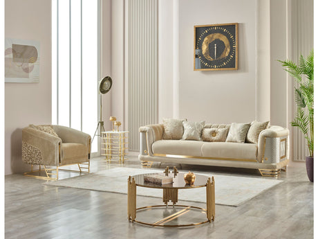 Romans 3-pieces (Sofa & Loveseat & Chair) Livingroom Set in Beige from Furnia - Luna Furniture