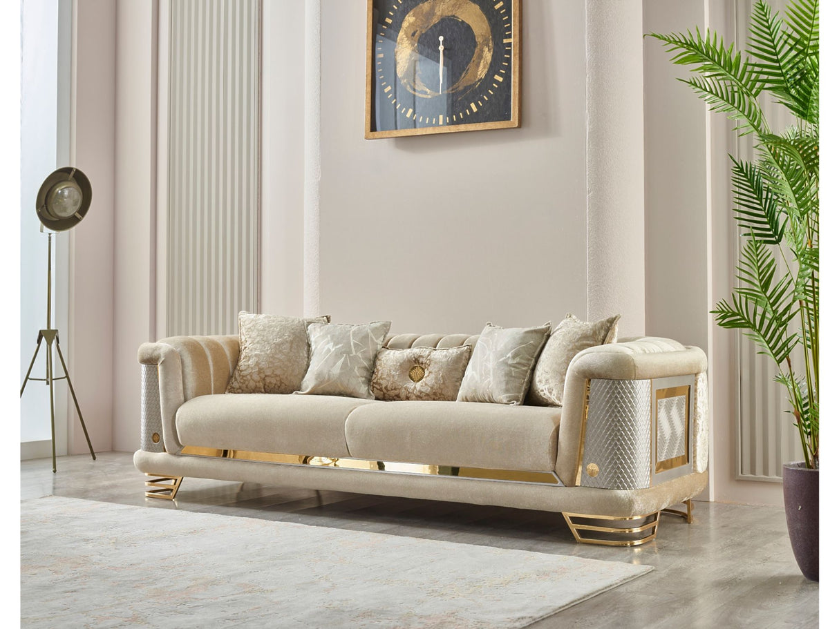 Romans Stationary Sofa in Beige from Furnia - Luna Furniture