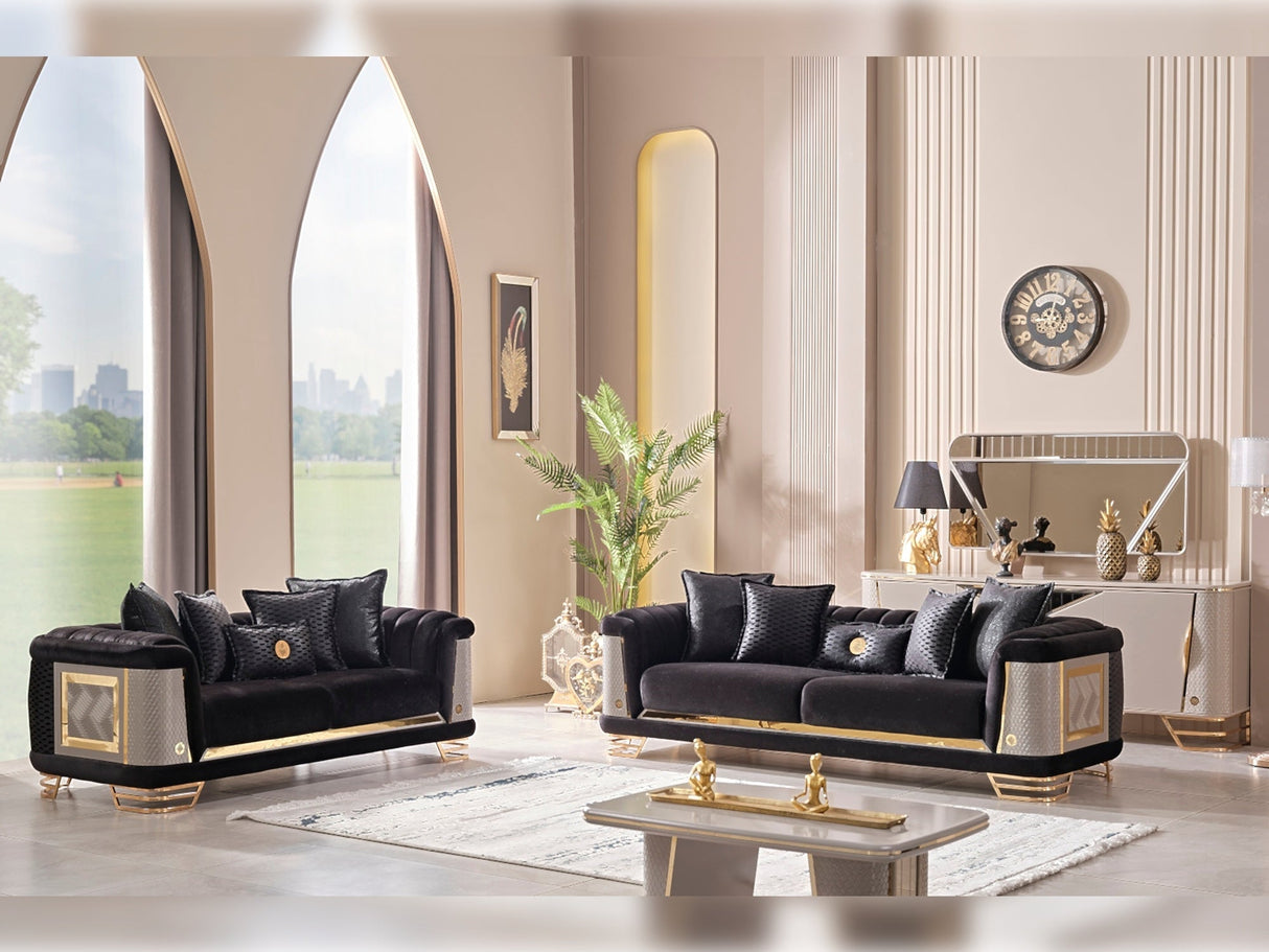 Romans Stationary Loveseat in Black from Furnia - Luna Furniture