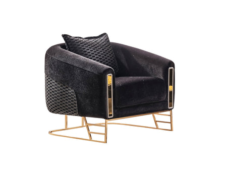 Romans 3-pieces (Sofa & Loveseat & Chair) Livingroom Set in Black from Furnia - Luna Furniture