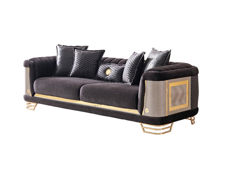 Romans 3-pieces (Sofa & Loveseat & Chair) Livingroom Set in Black from Furnia - Luna Furniture