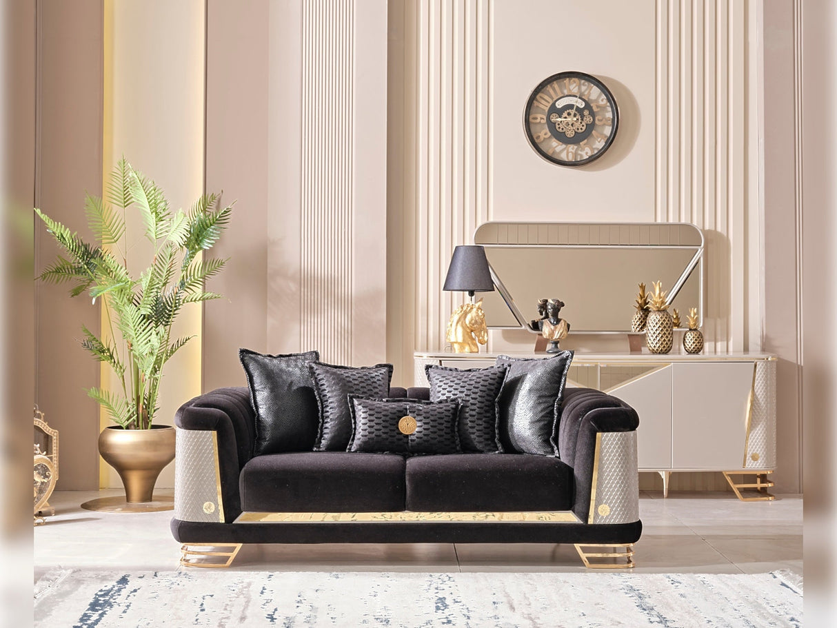 Romans Stationary Loveseat in Black from Furnia - Luna Furniture