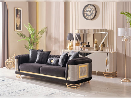 Romans 3-pieces (Sofa & Loveseat & Chair) Livingroom Set in Black from Furnia - Luna Furniture