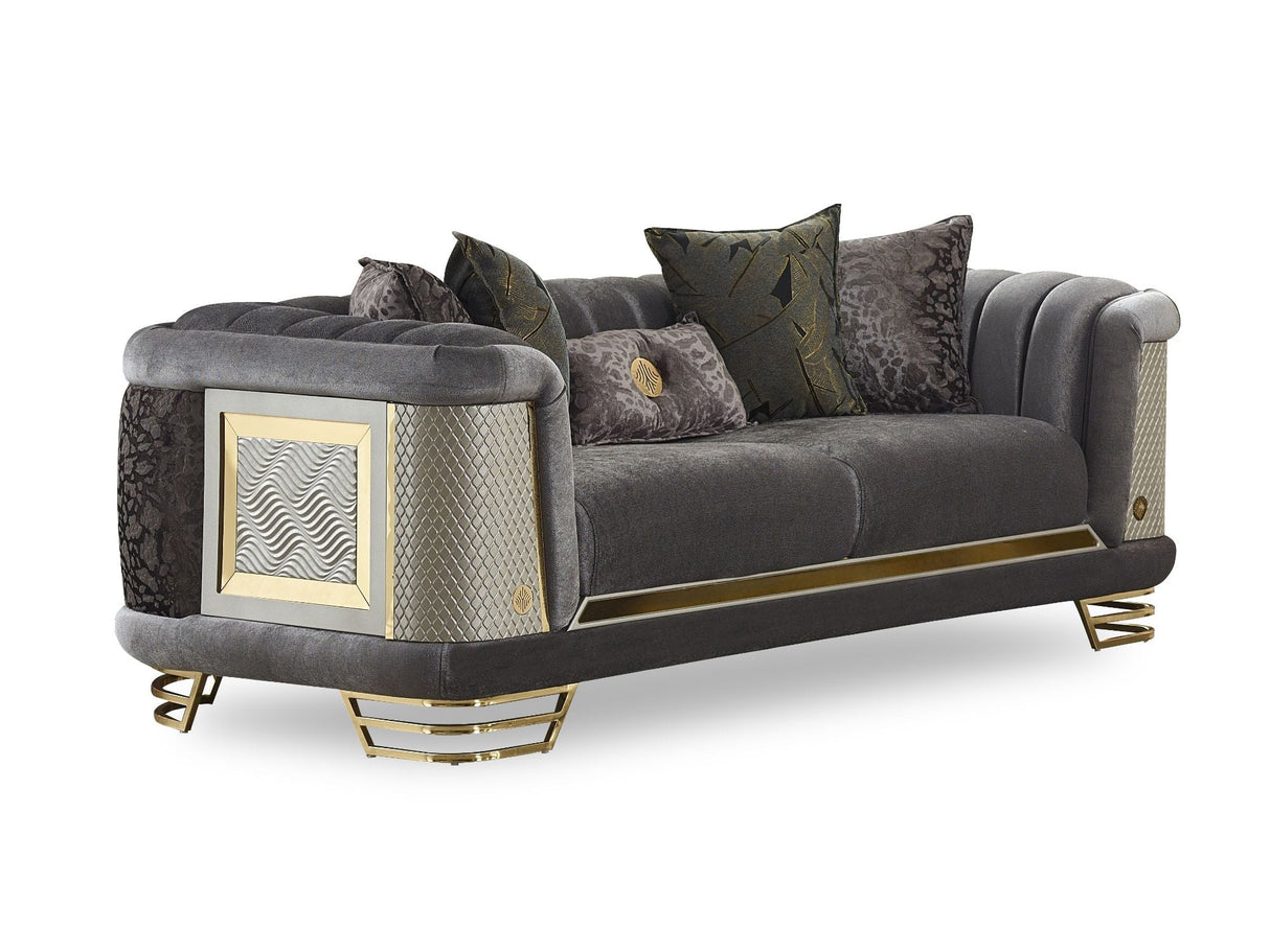 Romans 3-pieces (Sofa & Loveseat & Chair) Livingroom Set in Grey from Furnia - Luna Furniture
