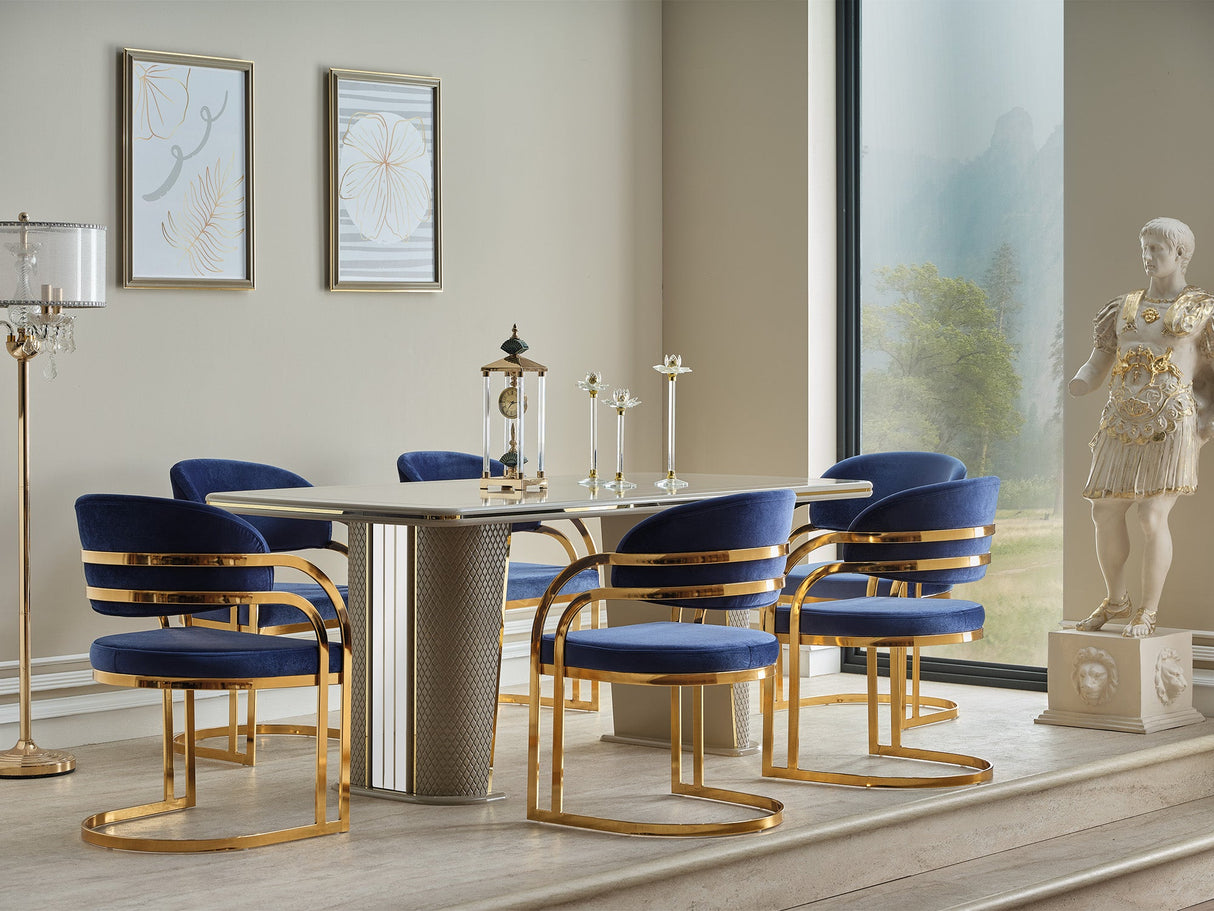 Romans Diningroom (Consol With Mirror & Dining Table & 6 Dining Chair) from Furnia - Luna Furniture