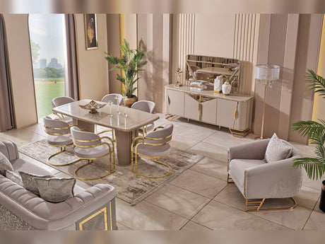 Romans Diningroom (Consol With Mirror & Dining Table & 6 Dining Chair)-115-ROM-SET-Furnia-Romans_Diningroom_5.jpg-Luna Furniture