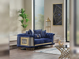 Romans 3-pieces (Sofa & Loveseat & Chair) Livingroom Set Navy in Blue from Furnia - Luna Furniture