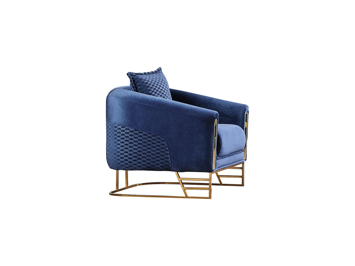 Romans 3-pieces (Sofa & Loveseat & Chair) Livingroom Set Navy in Blue from Furnia - Luna Furniture
