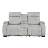 Ronan Light Gray Double Reclining Loveseat with Center Console from Homelegance - Luna Furniture