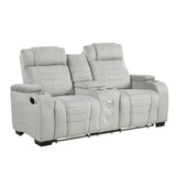 Ronan Light Gray Double Reclining Loveseat with Center Console from Homelegance - Luna Furniture