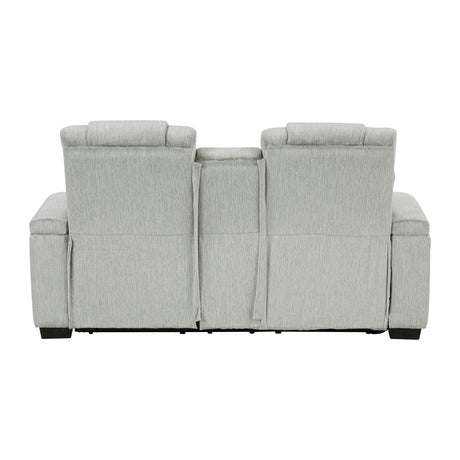 Ronan Light Gray Double Reclining Loveseat with Center Console from Homelegance - Luna Furniture