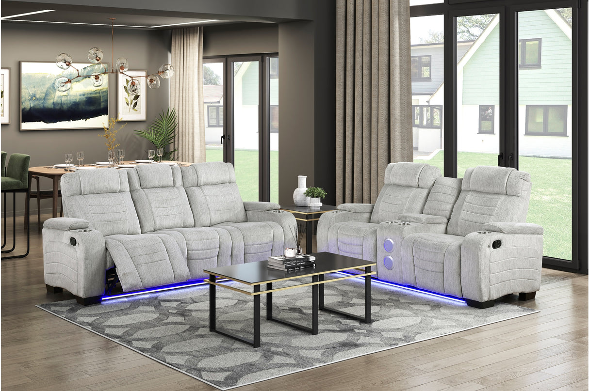 Ronan Light Gray Double Reclining Living Room Set from Homelegance - Luna Furniture