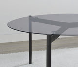 Rosalie Sandy Black Round Smoked Glass Top Coffee Table from Coaster - Luna Furniture