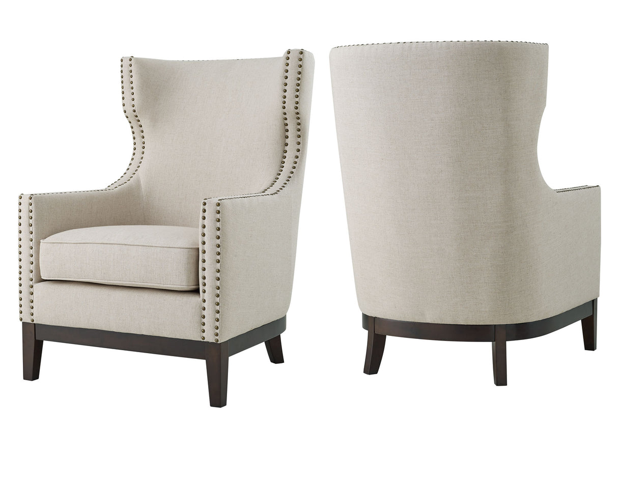 Roswell Beige Wing Back Chair from Steve Silver - Luna Furniture