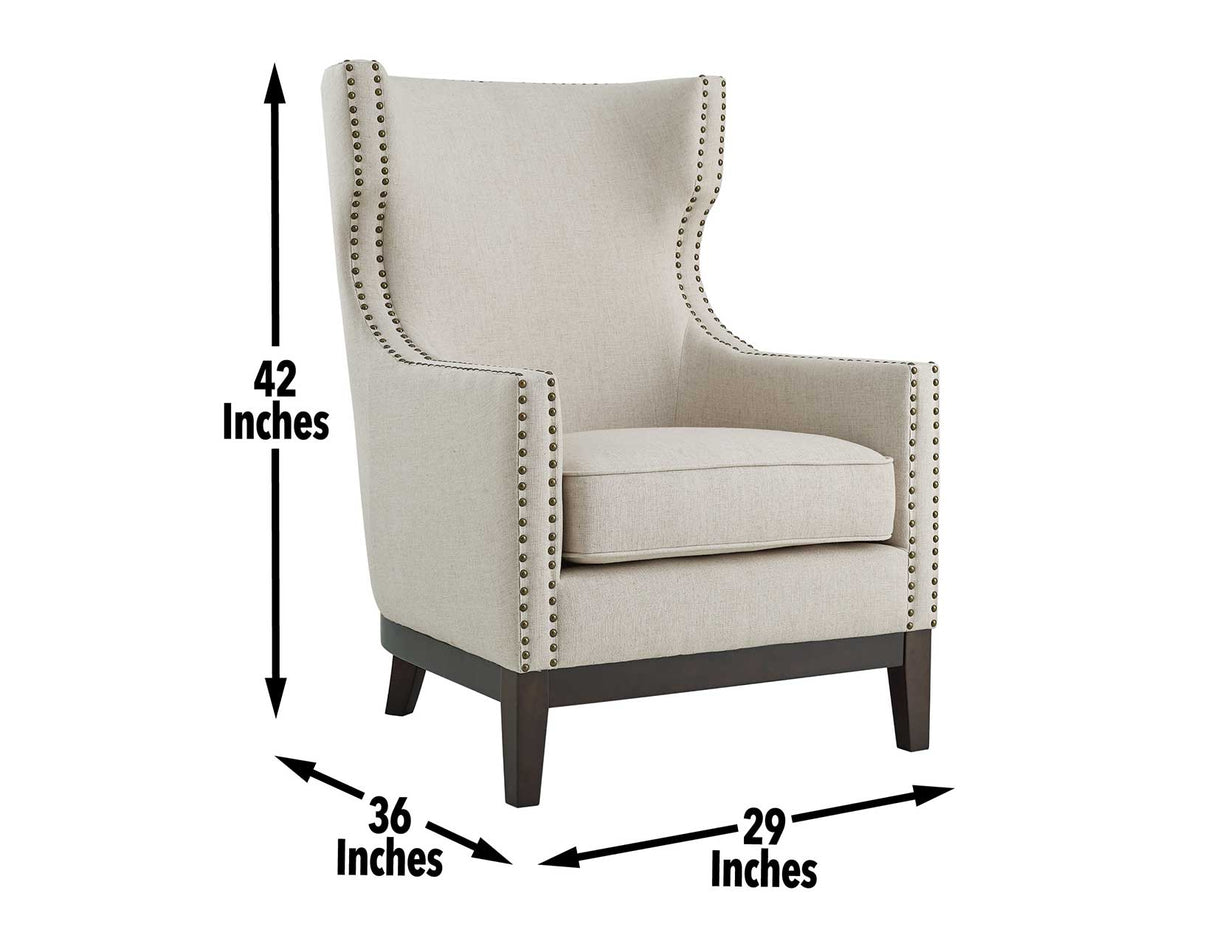 Roswell Beige Wing Back Chair from Steve Silver - Luna Furniture